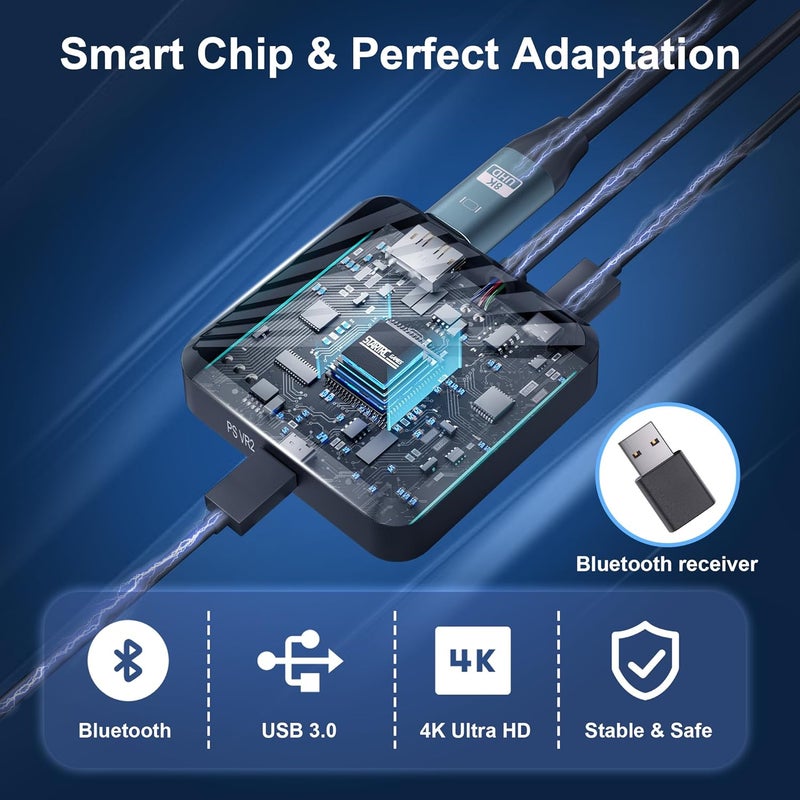STARTRC GAMES PSVR 2 PC Adapter with Bluetooth and Accessories Kit. Includes Expandable Power Adapter and Custom Bluetooth Receiver, DP 1.4 Cable & 15W Power Supply. Expand The PSVR2 Game Library Stable - Image 5